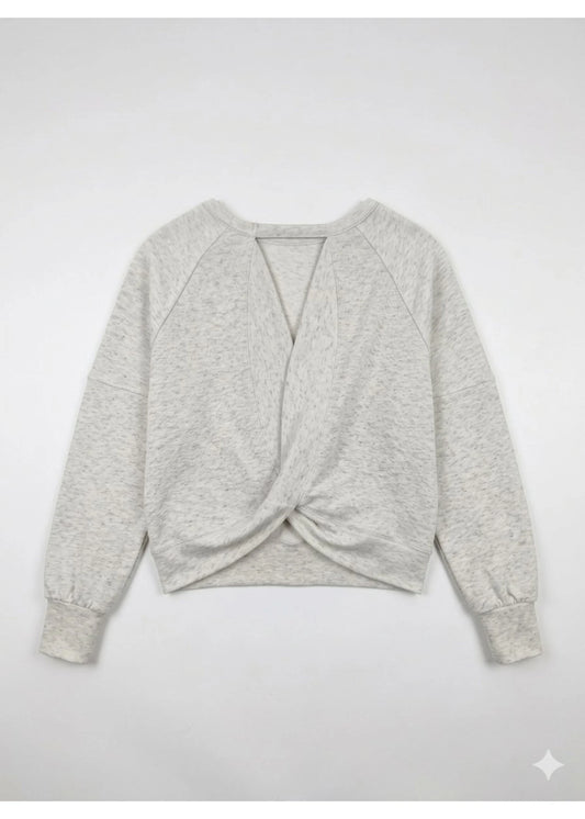 Criss Cross Raglan Top- Grey
