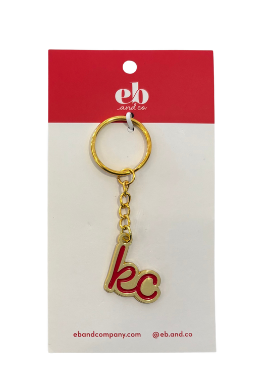 Kansas City Gold & Red Script Keychain