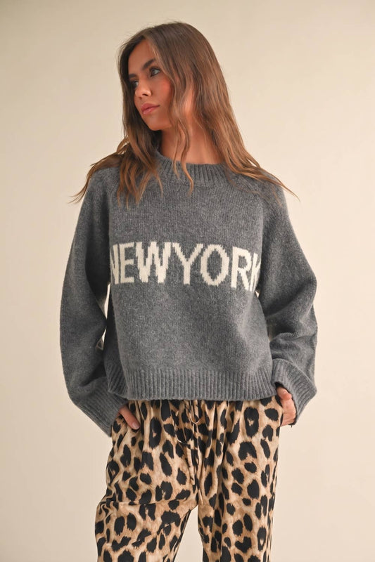 New York Knit Sweater- GREY