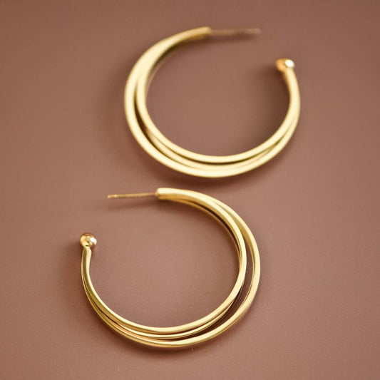 18K GOLD PLATED STEEL HOOP EARRINGS- GOLD
