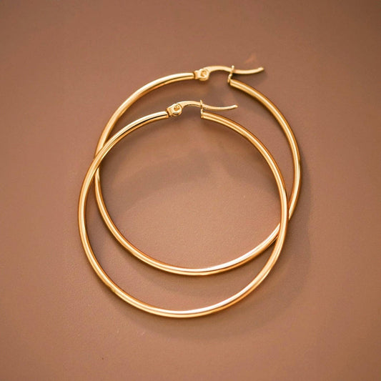 18K Gold Plated 2" Hoop Earrings