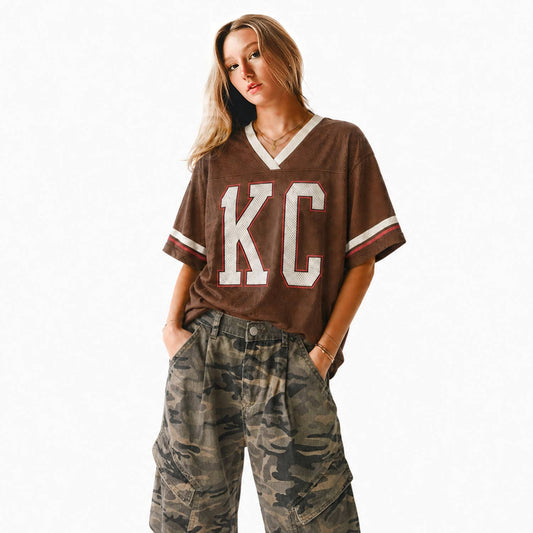 KC Vintage Varsity Jersey- Brown