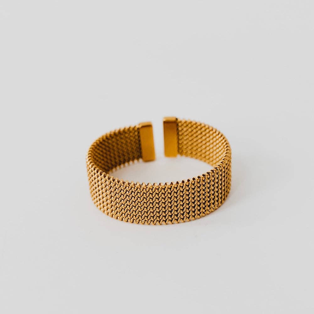 Braided Mesh Cuff Bracelet : Gold
