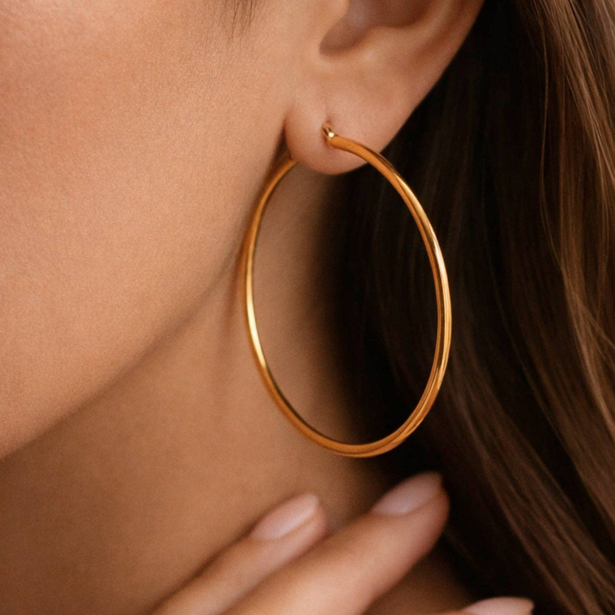 18K Gold Plated 2" Hoop Earrings