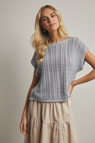 Knit Sweater Cap sleeve - tan